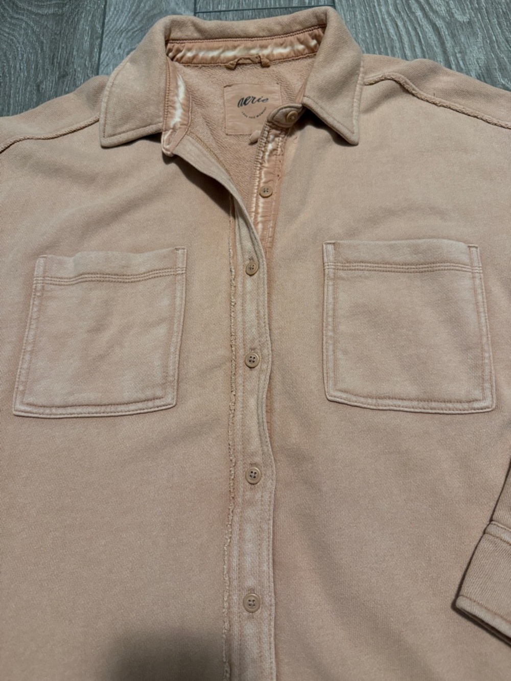 Aerie Lumberjane Fleece Shirt in Beach Dune - Picture 5 of 7